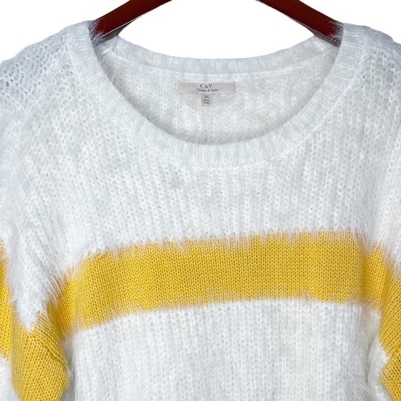 CHELSEA & VIOLET NWT Eyelash Knit Striped Sweater Size XL in Yellow and Cream - Picture 13 of 15
